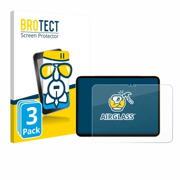 Parte frontale di una confezione del prodotto con il logo del marchio BROTECT. Accanto è raffigurato il dispositivo Apple iPad