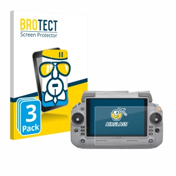 Parte frontale di una confezione del prodotto con il logo del marchio BROTECT. Accanto è raffigurato il dispositivo DJI RC Plu