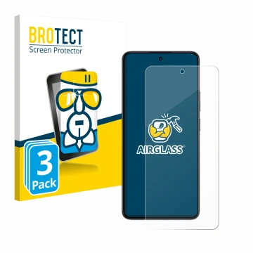 Parte frontale di una confezione del prodotto con il logo del marchio BROTECT. Accanto è raffigurato il dispositivo realme 14T