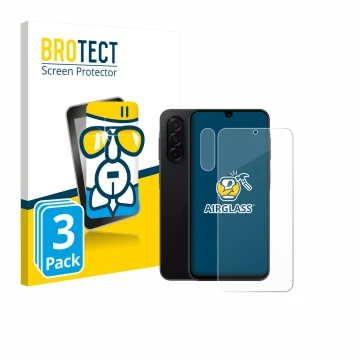 Parte frontale di una confezione del prodotto con il logo del marchio BROTECT. Accanto è raffigurato il dispositivo Samsung Ga