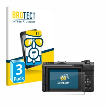 Parte frontale di una confezione del prodotto con il logo del marchio BROTECT. Accanto è raffigurato il dispositivo Canon Powe