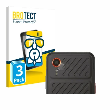 Parte frontale di una confezione del prodotto con il logo del marchio BROTECT. Accanto è raffigurato il dispositivo Samsung Ga