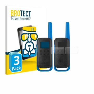 Parte frontale di una confezione del prodotto con il logo del marchio BROTECT. Accanto è raffigurato il dispositivo Motorola T