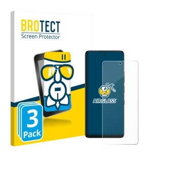 Parte frontale di una confezione del prodotto con il logo del marchio BROTECT. Accanto è raffigurato il dispositivo TCL 60 Nxt