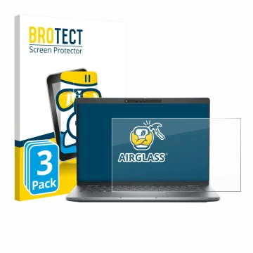 Parte frontale di una confezione del prodotto con il logo del marchio BROTECT. Accanto è raffigurato il dispositivo Dell Latit