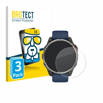 Parte frontale di una confezione del prodotto con il logo del marchio BROTECT. Accanto è raffigurato il dispositivo Garmin qua