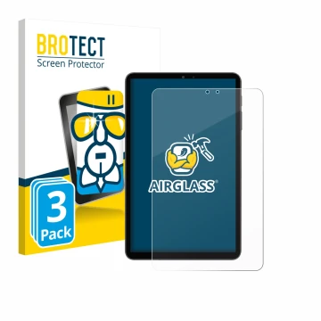 Parte frontale di una confezione del prodotto con il logo del marchio BROTECT. Accanto è raffigurato il dispositivo Alldocube 