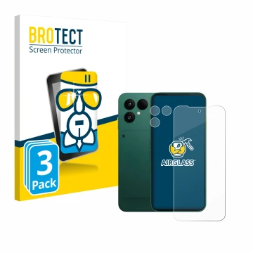 Parte frontale di una confezione del prodotto con il logo del marchio BROTECT. Accanto è raffigurato il dispositivo Fairphone 