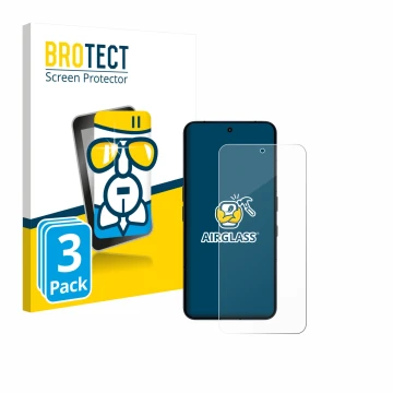 Parte frontale di una confezione del prodotto con il logo del marchio BROTECT. Accanto è raffigurato il dispositivo Nothing Ph