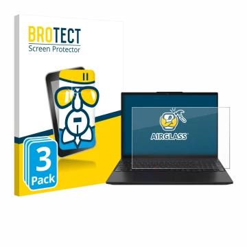 Parte frontale di una confezione del prodotto con il logo del marchio BROTECT. Accanto è raffigurato il dispositivo Lenovo Thi