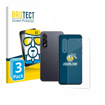 Parte frontale di una confezione del prodotto con il logo del marchio BROTECT. Accanto è raffigurato il dispositivo OnePlus No