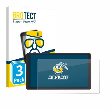 Parte frontale di una confezione del prodotto con il logo del marchio BROTECT. Accanto è raffigurato il dispositivo Feelworld 