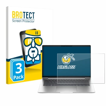 Parte frontale di una confezione del prodotto con il logo del marchio BROTECT. Accanto è raffigurato il dispositivo HP ProBook