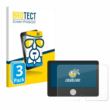 Parte frontale di una confezione del prodotto con il logo del marchio BROTECT. Accanto è raffigurato il dispositivo Dynavin D9