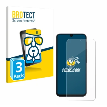 Parte frontale di una confezione del prodotto con il logo del marchio BROTECT. Accanto è raffigurato il dispositivo Samsung Ga