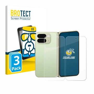 Parte frontale di una confezione del prodotto con il logo del marchio BROTECT. Accanto è raffigurato il dispositivo Google Pix