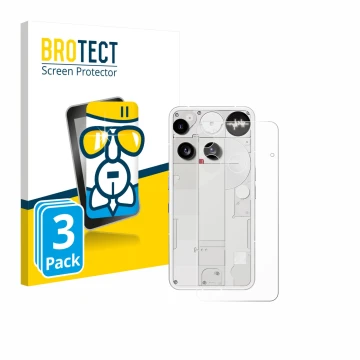 Parte frontale di una confezione del prodotto con il logo del marchio BROTECT. Accanto è raffigurato il dispositivo Nothing Ph