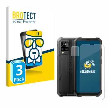 Parte frontale di una confezione del prodotto con il logo del marchio BROTECT. Accanto è raffigurato il dispositivo Blackview 