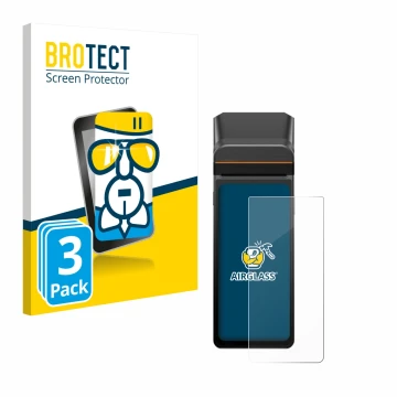 Parte frontale di una confezione del prodotto con il logo del marchio BROTECT. Accanto è raffigurato il dispositivo Sunmi V3H 