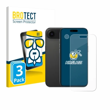 Parte frontale di una confezione del prodotto con il logo del marchio BROTECT. Accanto è raffigurato il dispositivo Apple iPho