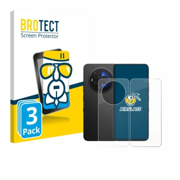 Parte frontale di una confezione del prodotto con il logo del marchio BROTECT. Accanto è raffigurato il dispositivo TCL NXTPAP