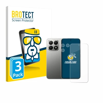 Parte frontale di una confezione del prodotto con il logo del marchio BROTECT. Accanto è raffigurato il dispositivo Xiaomi 15T