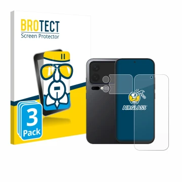 Parte frontale di una confezione del prodotto con il logo del marchio BROTECT. Accanto è raffigurato il dispositivo Xiaomi 17 