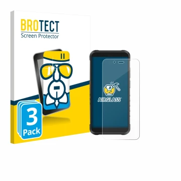 Parte frontale di una confezione del prodotto con il logo del marchio BROTECT. Accanto è raffigurato il dispositivo Ulefone Ru