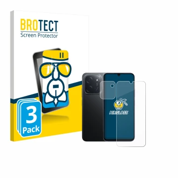 Parte frontale di una confezione del prodotto con il logo del marchio BROTECT. Accanto è raffigurato il dispositivo Xiaomi Poc