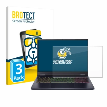 Parte frontale di una confezione del prodotto con il logo del marchio BROTECT. Accanto è raffigurato il dispositivo Acer Preda