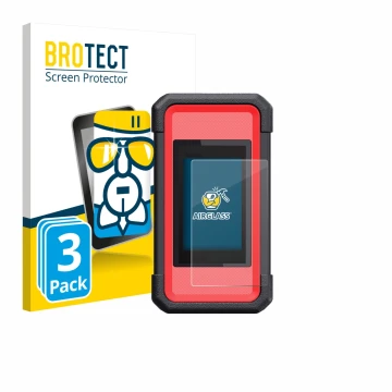 Parte frontale di una confezione del prodotto con il logo del marchio BROTECT. Accanto è raffigurato il dispositivo Launch X43