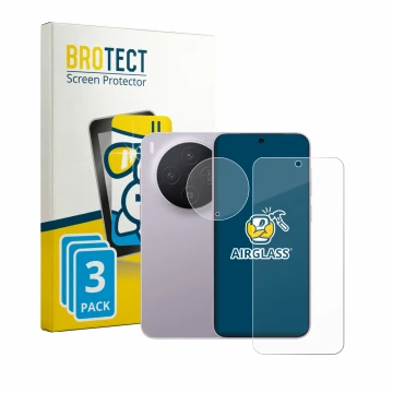 Parte frontale di una confezione del prodotto con il logo del marchio BROTECT. Accanto è raffigurato il dispositivo Vivo X300 