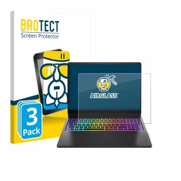 Parte frontale di una confezione del prodotto con il logo del marchio BROTECT. Accanto è raffigurato il dispositivo HP Omen Ma