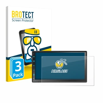 Parte frontale di una confezione del prodotto con il logo del marchio BROTECT. Accanto è raffigurato il dispositivo Atoto F7 W