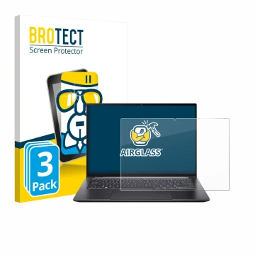 Parte frontale di una confezione del prodotto con il logo del marchio BROTECT. Accanto è raffigurato il dispositivo Acer Swift