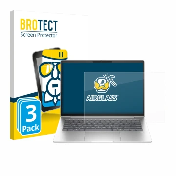 Parte frontale di una confezione del prodotto con il logo del marchio BROTECT. Accanto è raffigurato il dispositivo HP ProBook