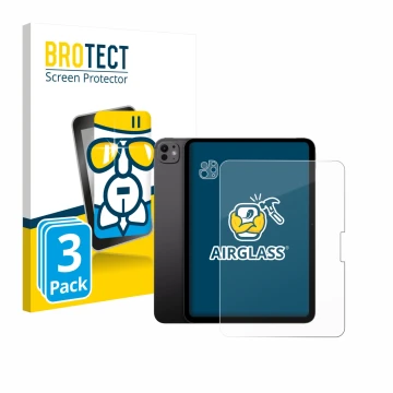 Parte frontale di una confezione del prodotto con il logo del marchio BROTECT. Accanto è raffigurato il dispositivo Apple iPad