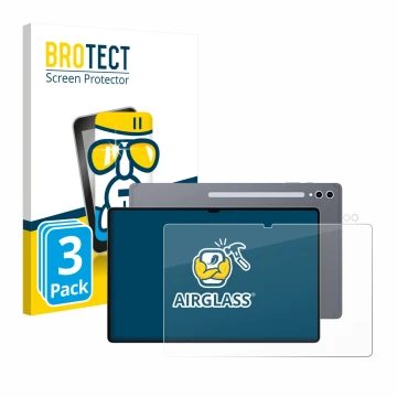 Parte frontale di una confezione del prodotto con il logo del marchio BROTECT. Accanto è raffigurato il dispositivo Samsung Ga