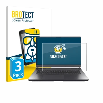 Parte frontale di una confezione del prodotto con il logo del marchio BROTECT. Accanto è raffigurato il dispositivo ASUS ROG S