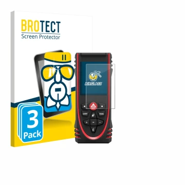 Parte frontale di una confezione del prodotto con il logo del marchio BROTECT. Accanto è raffigurato il dispositivo Leica DIST