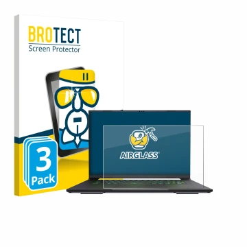 Parte frontale di una confezione del prodotto con il logo del marchio BROTECT. Accanto è raffigurato il dispositivo Gigabyte A