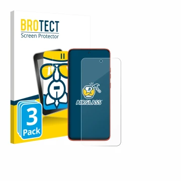 Parte frontale di una confezione del prodotto con il logo del marchio BROTECT. Accanto è raffigurato il dispositivo Motorola E