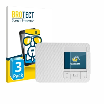 Parte frontale di una confezione del prodotto con il logo del marchio BROTECT. Accanto è raffigurato il dispositivo Canon Selp