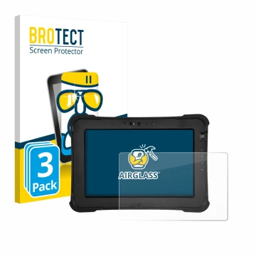 Parte frontale di una confezione del prodotto con il logo del marchio BROTECT. Accanto è raffigurato il dispositivo Zebra XSla