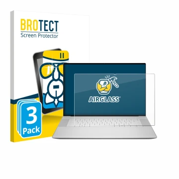 Parte frontale di una confezione del prodotto con il logo del marchio BROTECT. Accanto è raffigurato il dispositivo Dell 16 Pr