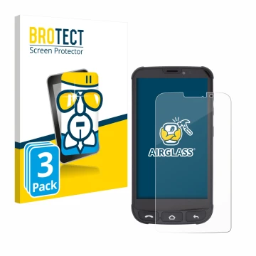 Parte frontale di una confezione del prodotto con il logo del marchio BROTECT. Accanto è raffigurato il dispositivo Olympia Ne