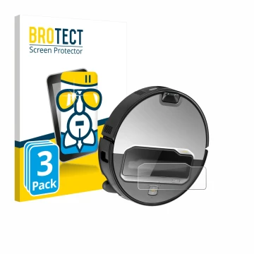 Parte frontale di una confezione del prodotto con il logo del marchio BROTECT. Accanto è raffigurato il dispositivo Roborock S