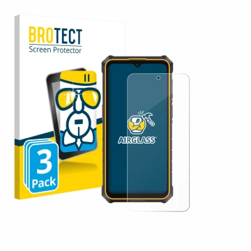 Parte frontale di una confezione del prodotto con il logo del marchio BROTECT. Accanto è raffigurato il dispositivo Ulefone Ru