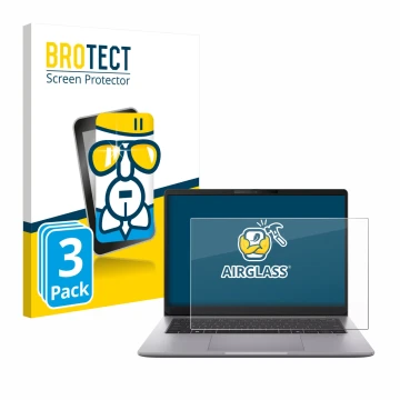 Parte frontale di una confezione del prodotto con il logo del marchio BROTECT. Accanto è raffigurato il dispositivo ASUS Exper