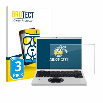 Parte frontale di una confezione del prodotto con il logo del marchio BROTECT. Accanto è raffigurato il dispositivo Panasonic 